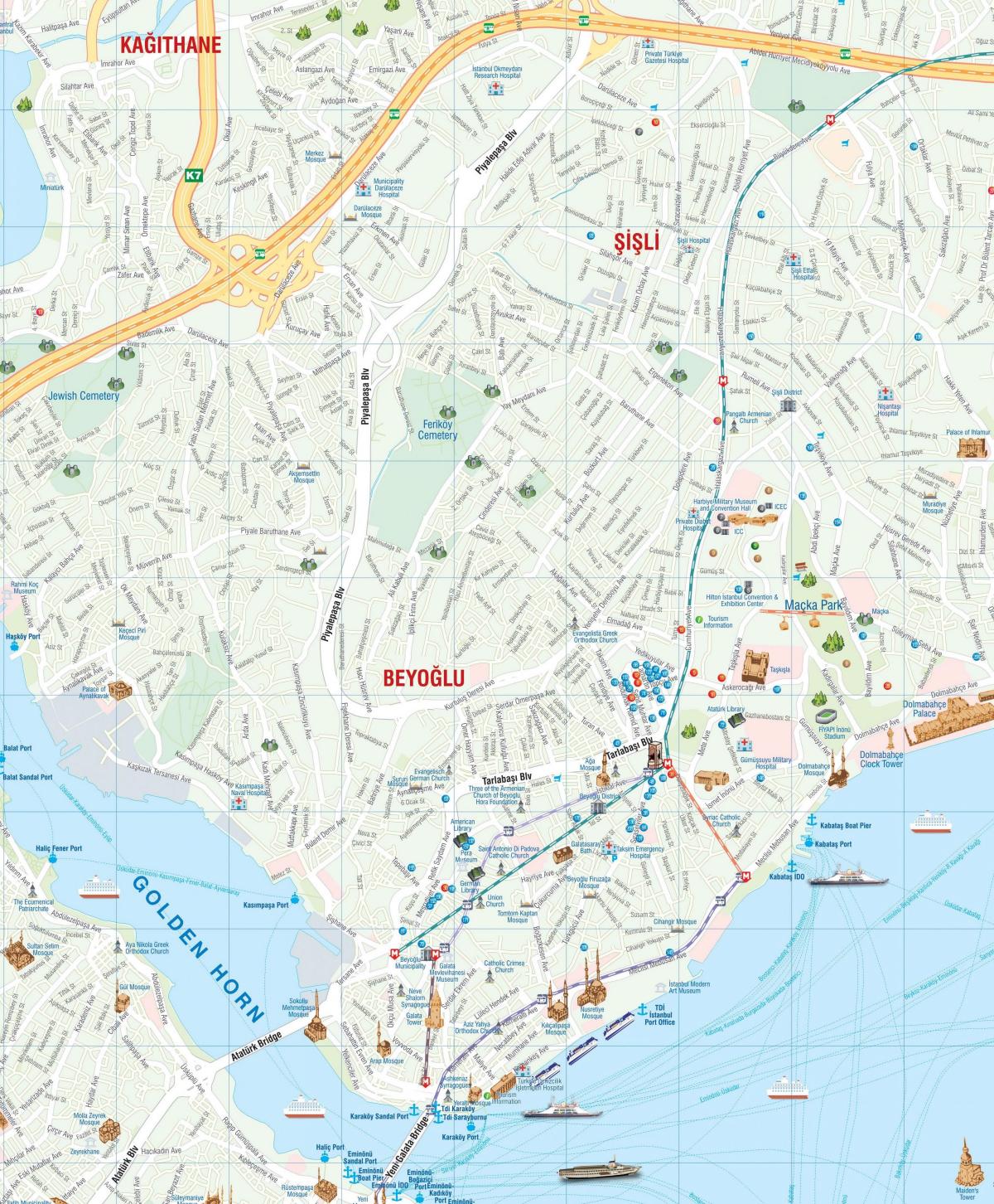 mapa de beyoglu, en estambul