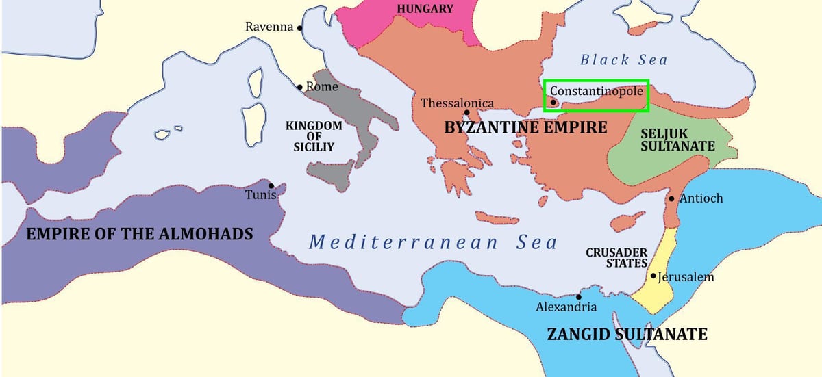 constantinopla en el mapa de europa