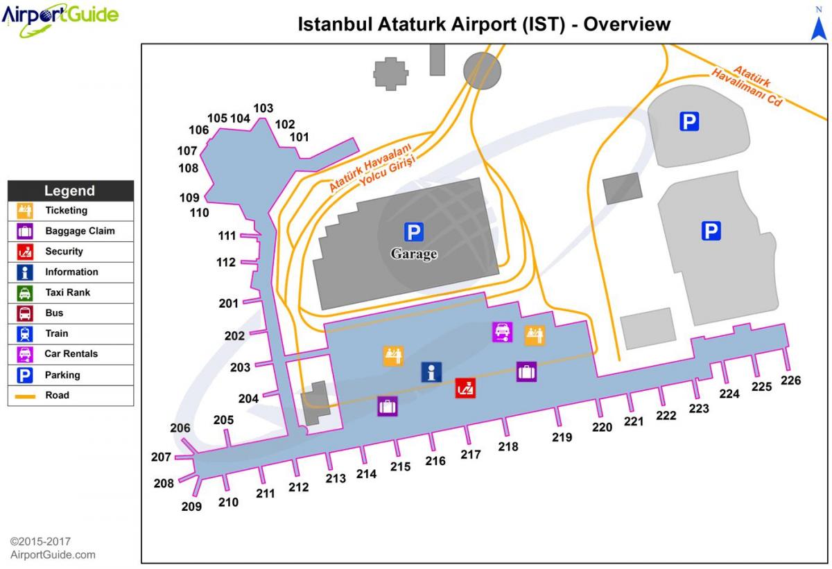 el aeropuerto de ataturk de tránsito mapa