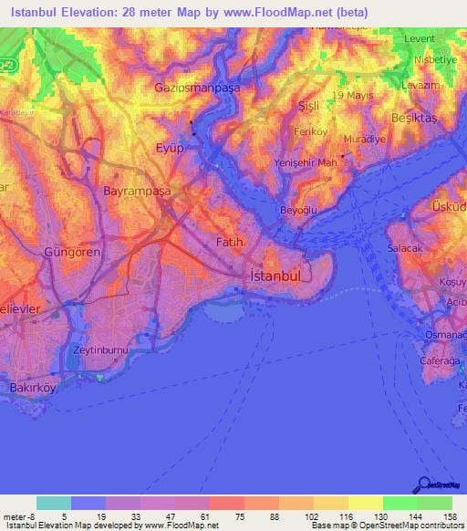 el mapa topográfico de estambul