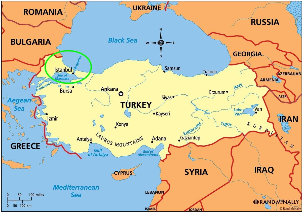 estambul, ubicación en el mapa