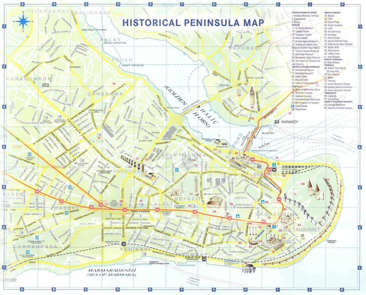 mapa turístico de estambul