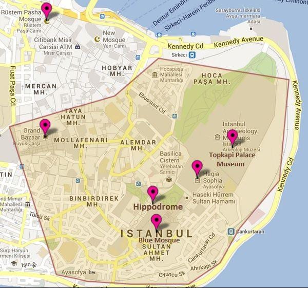 mapa de hipódromo de estambul