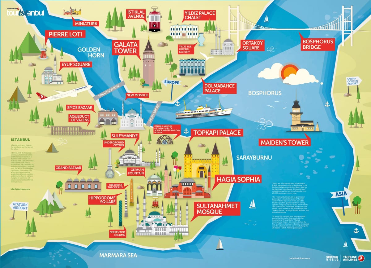 estambul para visitar los lugares de mapa