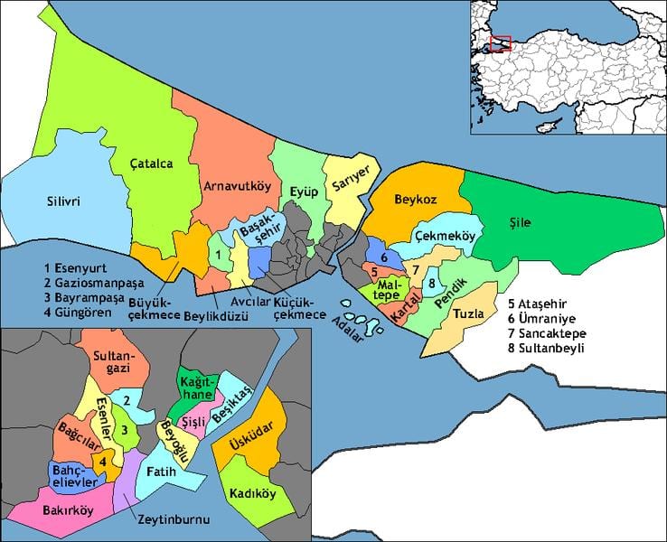 estambul regiones mapa