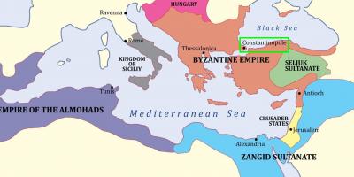 Constantinopla en el mapa de europa